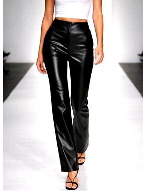 Tanya Taylor NWT Adler Pants Straight Leg Black Faux Leather Women's 4